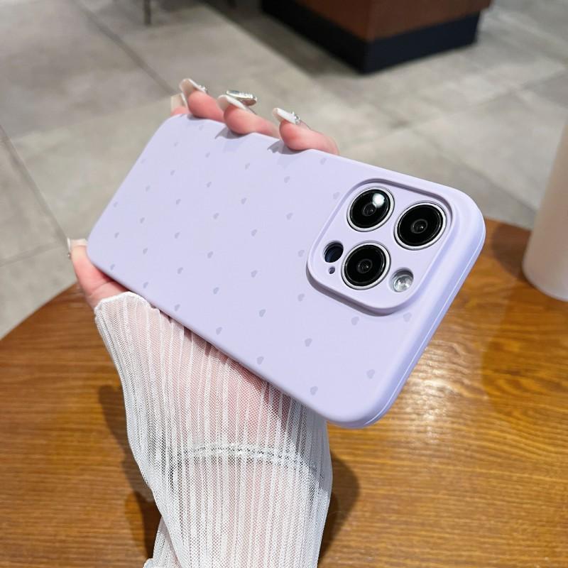 Soft Liquid Silicone Phone Case IPhone 16 Pro Max 15 14 13 12 With Heart Design Shockproof Full Cover