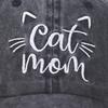 cat mom Embroidery Couple Cap Washed Cotton Sunscreen Hats Vintage Baseball Cap  For Women