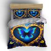"Blue Butterfly Heart Design Set" Exquisite three-piece bedding set gift for kids and adults