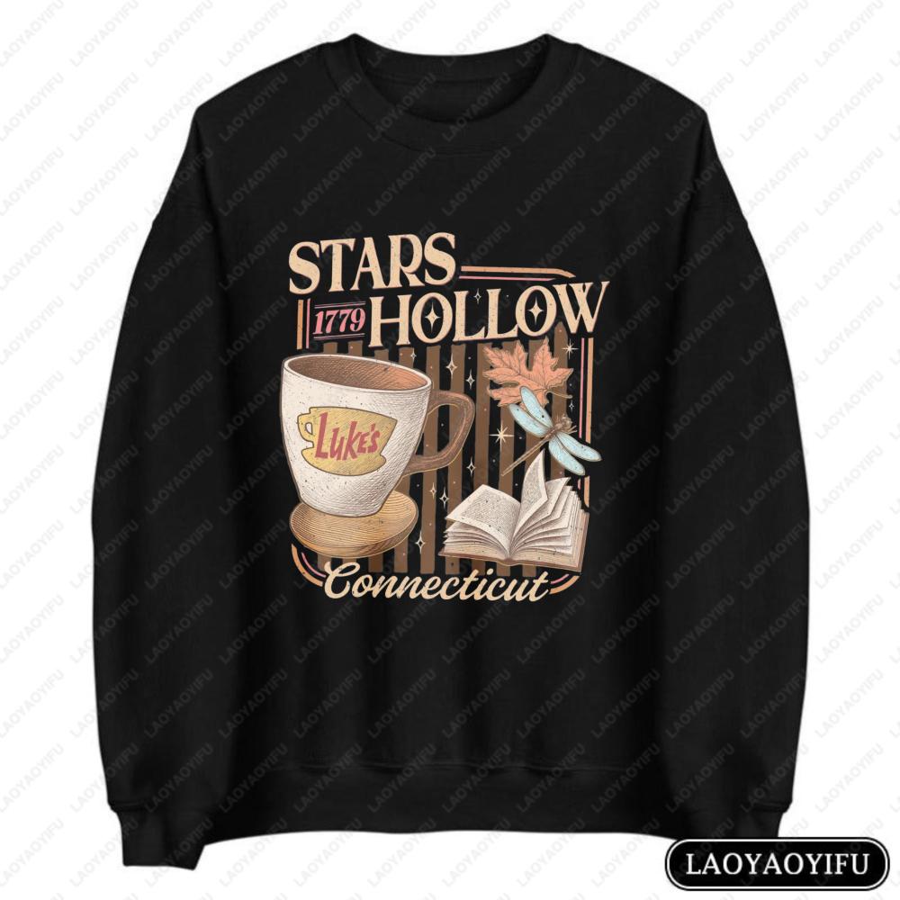 Stars Hollow Connecticut Sweatshirt Autumn Women's Graphic Pullover Fashion Coffee Book Lover Gift Long Sleeve Crewneck Hoodie