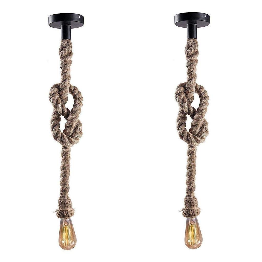 Подвесные веревочные светильники E27 для подвешивания к потолку, лампа в комплект не входит - 40 Вт, упаковка 2 шт. (бежевый)