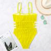 Sexy Ribbed One Piece Swimsuit Solid Swimwear Women 2022 Cut Out Monokini High Cut Swimming Suit For Women Bathing Suits