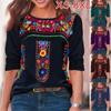 XS-8XL Women Autumn and Winter Clothes Long Sleeved Tops Ladies Retro Bohemian Printed Blouses Loose T-shirts Cotton Shirts