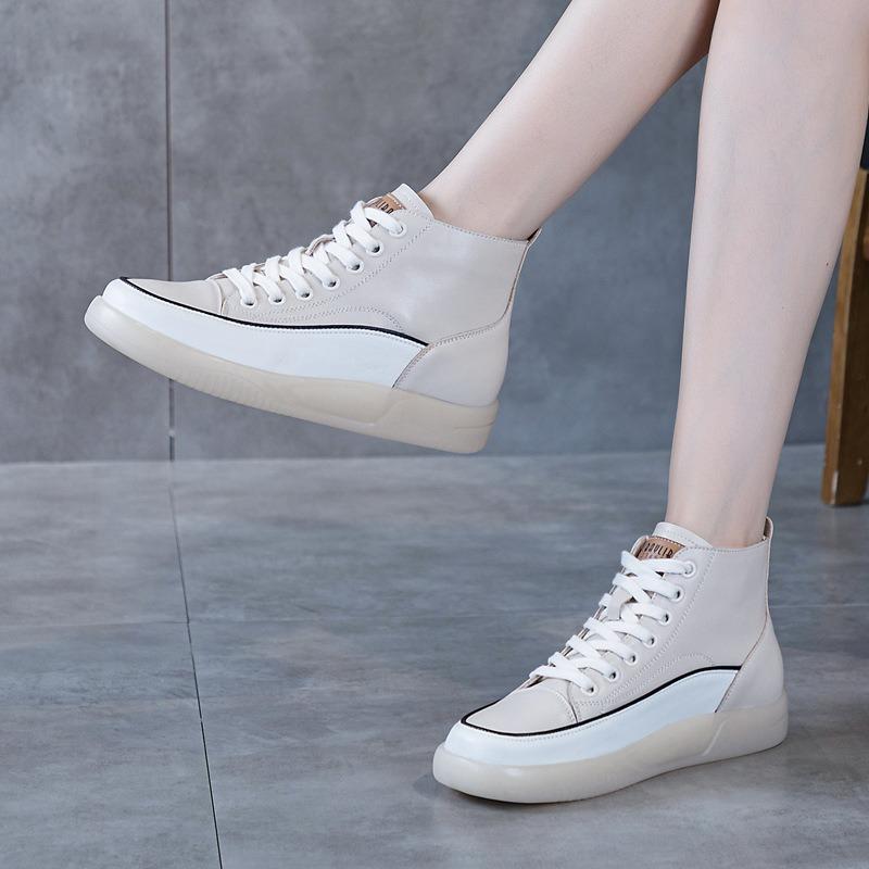 Кожаные высокие туфли белые туфли повседневная обувь короткие ботинки одинарные туфли