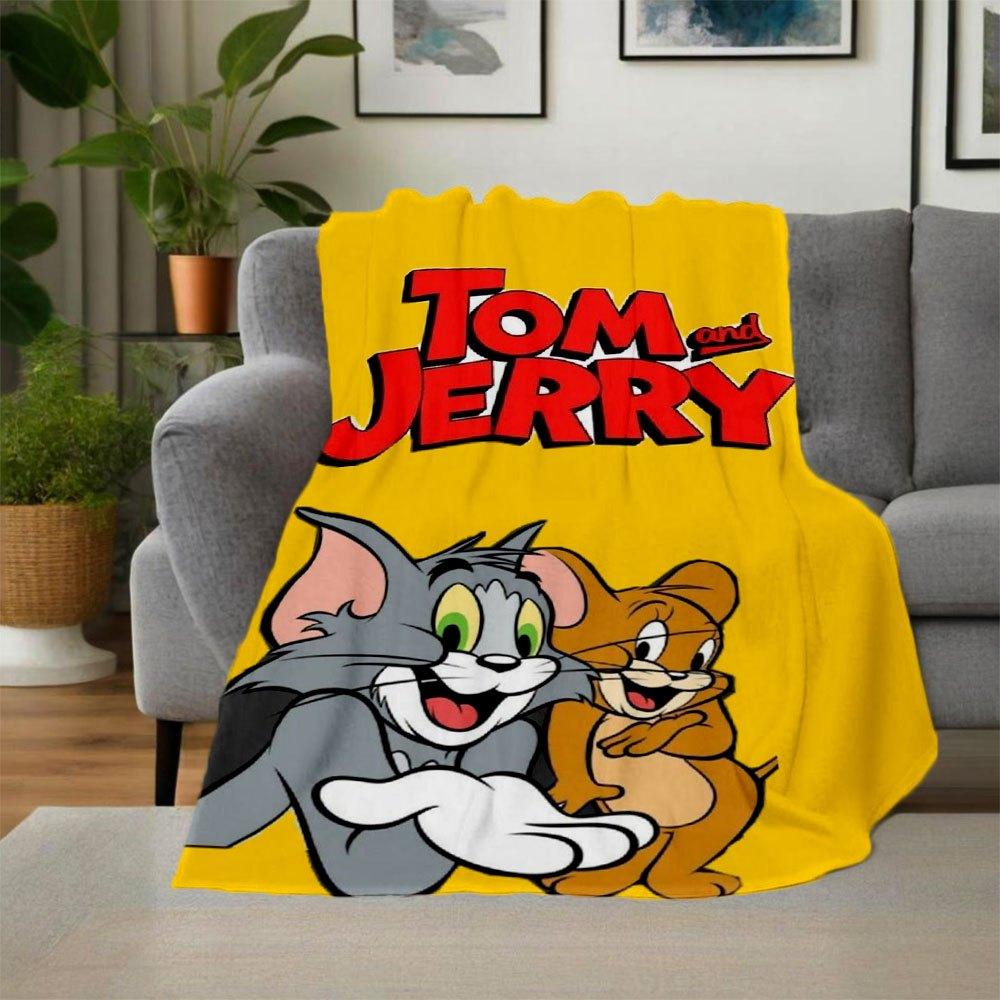 Tom and Jerry Phone WallpaperBlanket Flannel Throw Blanket for Sofa, Bed, Travel, Camping, Office