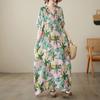 Новые женские платья с коротким рукавом больших размеров в винтажном стиле с цветочным принтом, повседневное свободное длинное летнее платье макси