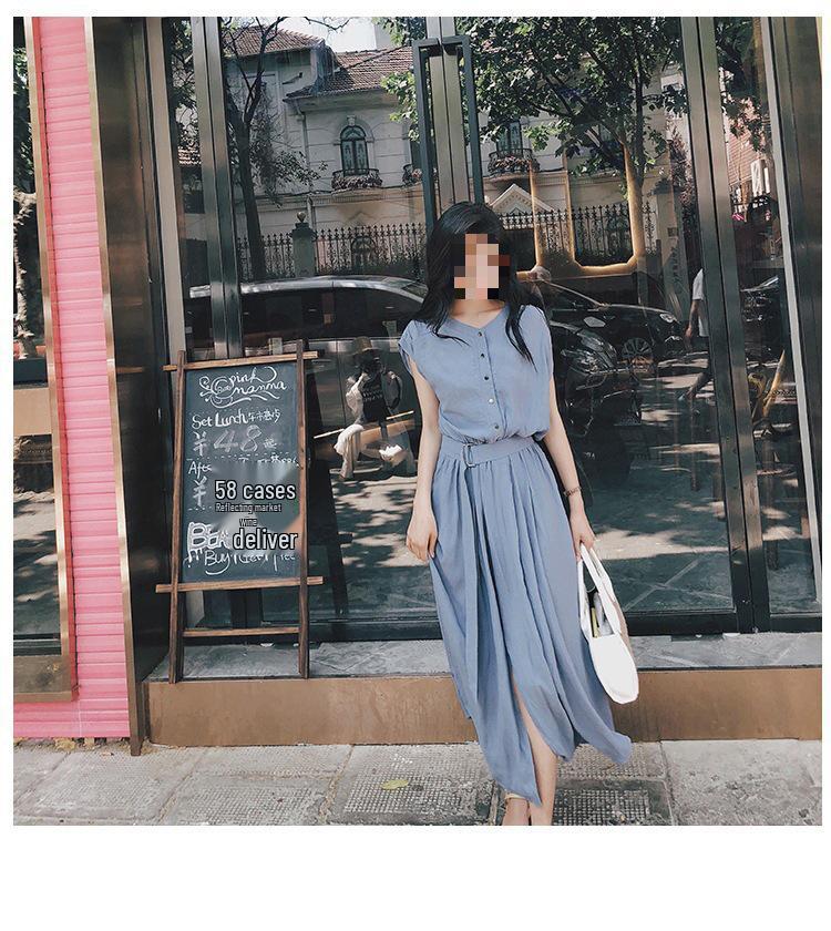 Summer 2023 Women's Korean Style Chiffon Over-the-Knee Fairy French Dress