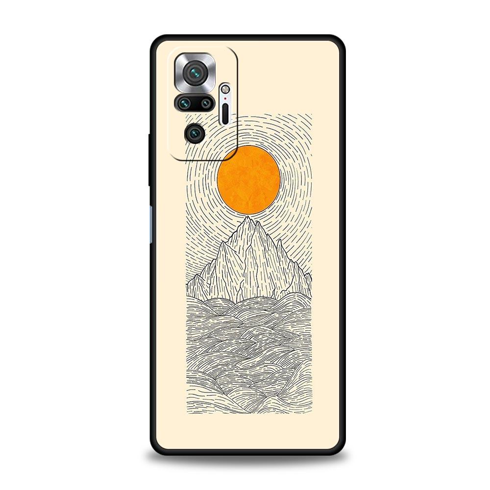 Абстрактный Рассвет в Горах Линия Чехол для Телефона Для Xiaomi Redmi Note 15 14 13 12 5G 11 10 Pro Plus 4G 9S 14C 13C 12C 10C TPU Чехол