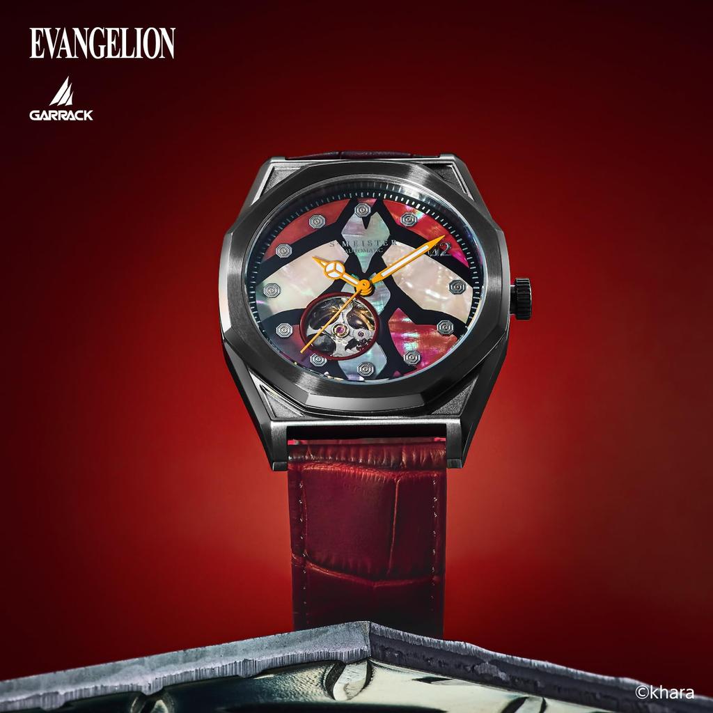 Часы-коллаборация Shin Evangelion Модель Автоматический завод 5 АТМ Водонепроницаемость Минеральное стекло Многоцветный циферблат Унисекс [GARRACK] Unit-02 SMS-EVA-41-2