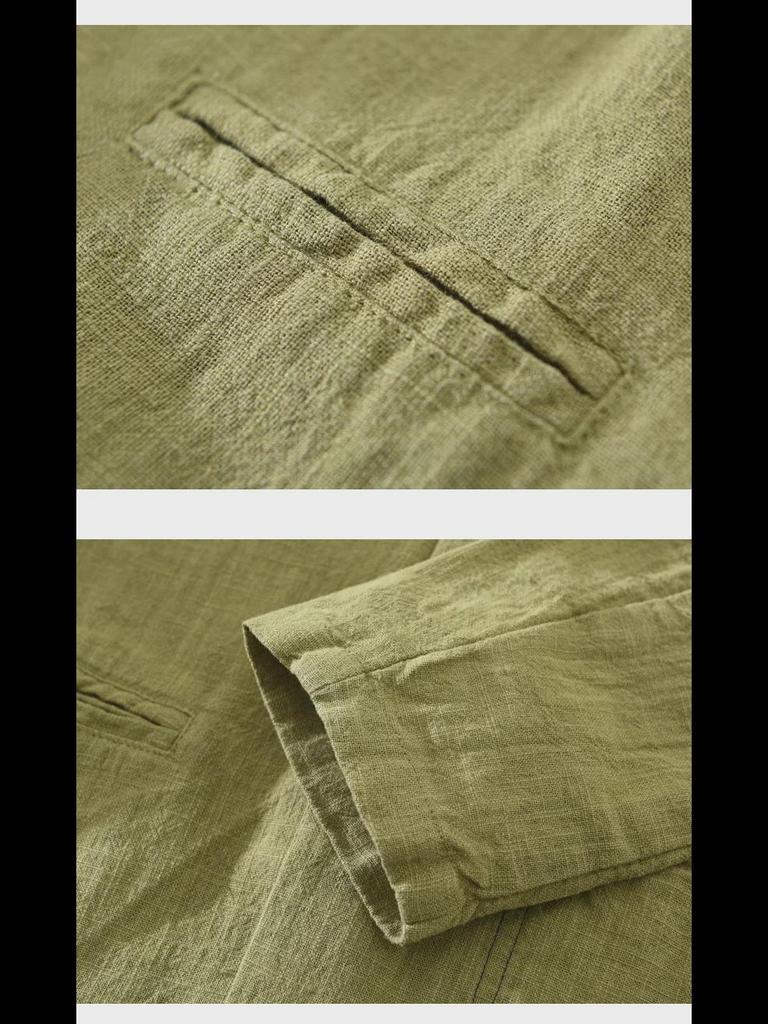 Мужской ретро японский повседневный костюм из рами - свободный, однобортный, однотонный, на весну и осень