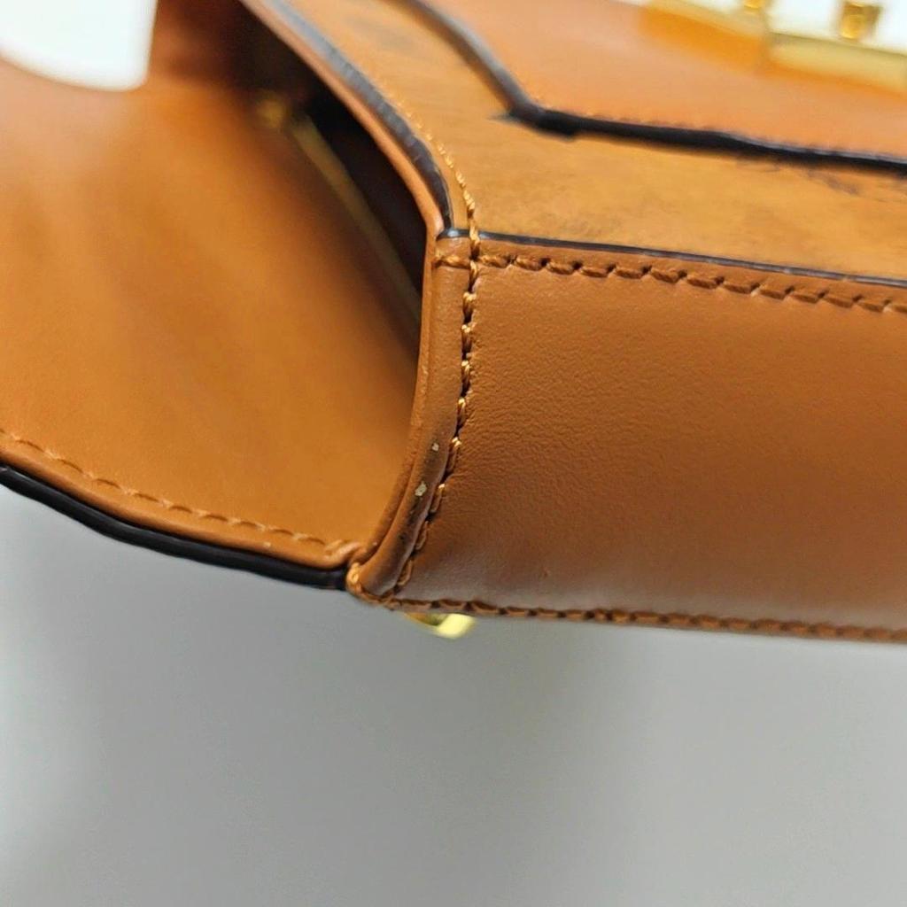[Pre-Owned] Millie Visetos Metallic Hardware Laurel Leaf Lock Monogram Smooth Envelope Crossbody Bag Coated Canvas Napa Leather Should - Good #1CQ40OW