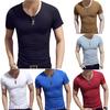 Футболка 1 шт. для мужчин, мода 2019 года, новая популярная мужская повседневная спортивная футболка с круглым вырезом M-3XL, высококачественная, с V-образным вырезом, сплошная, уникальная