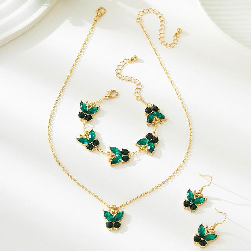 Комплект из ожерелья, браслета и сережек «Бабочка»