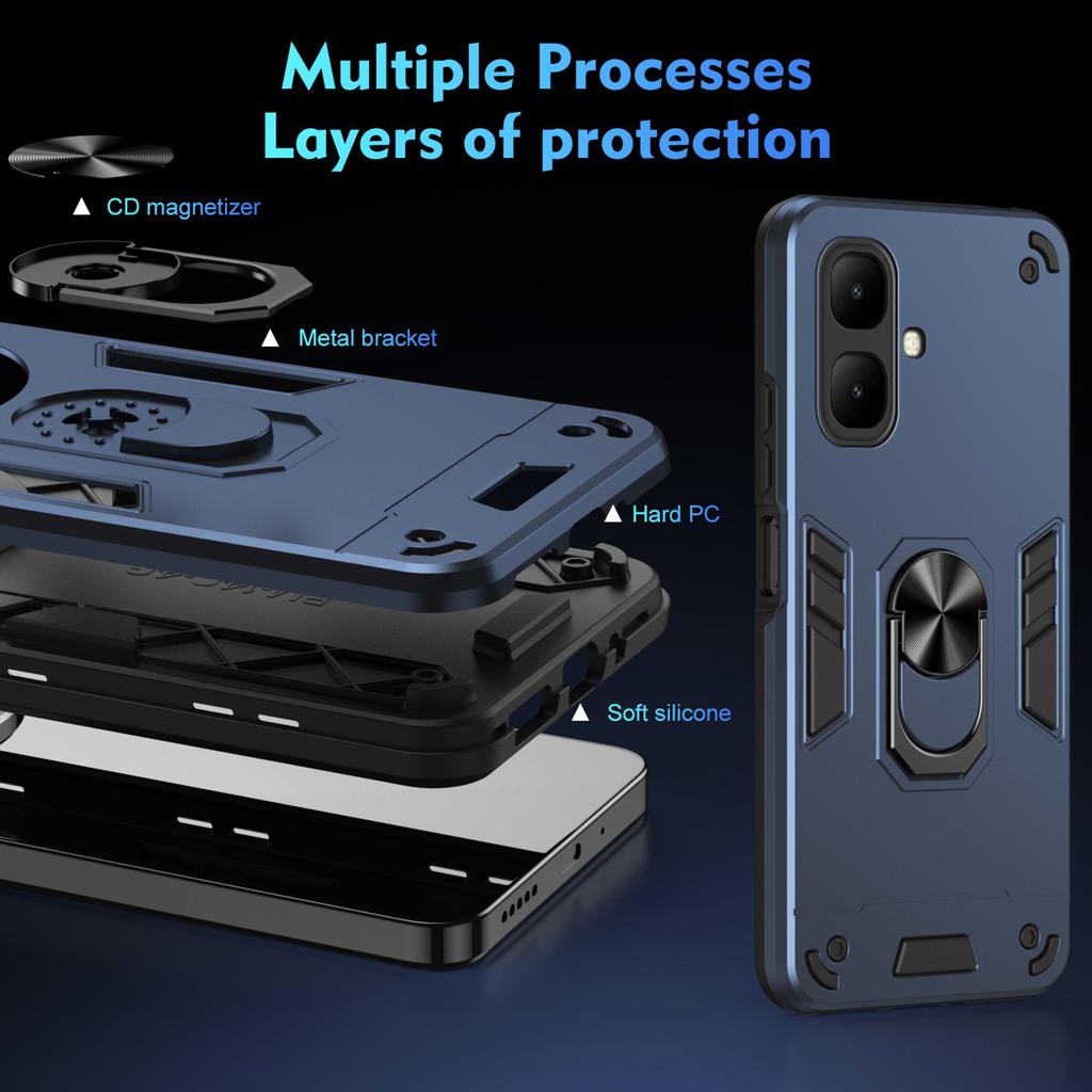 For Infinix Smart 10 Case PC+TPU Drop Defend Phone Cover with Ring Kickstand