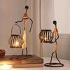 Metal Candle Holder Handmade Human Shape Candle Holder Iron Art Figure Tea