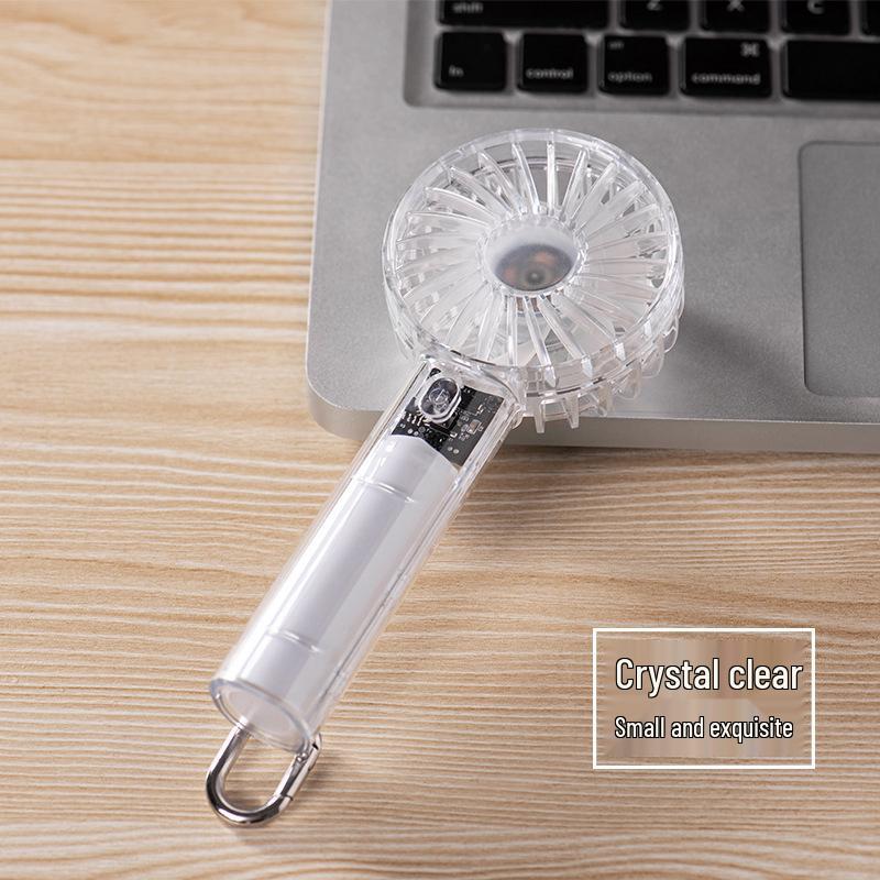 Прозрачный ручной мини-вентилятор с карабином, перезаряжаемый через USB - Портативный, мощный, для стола и улицы