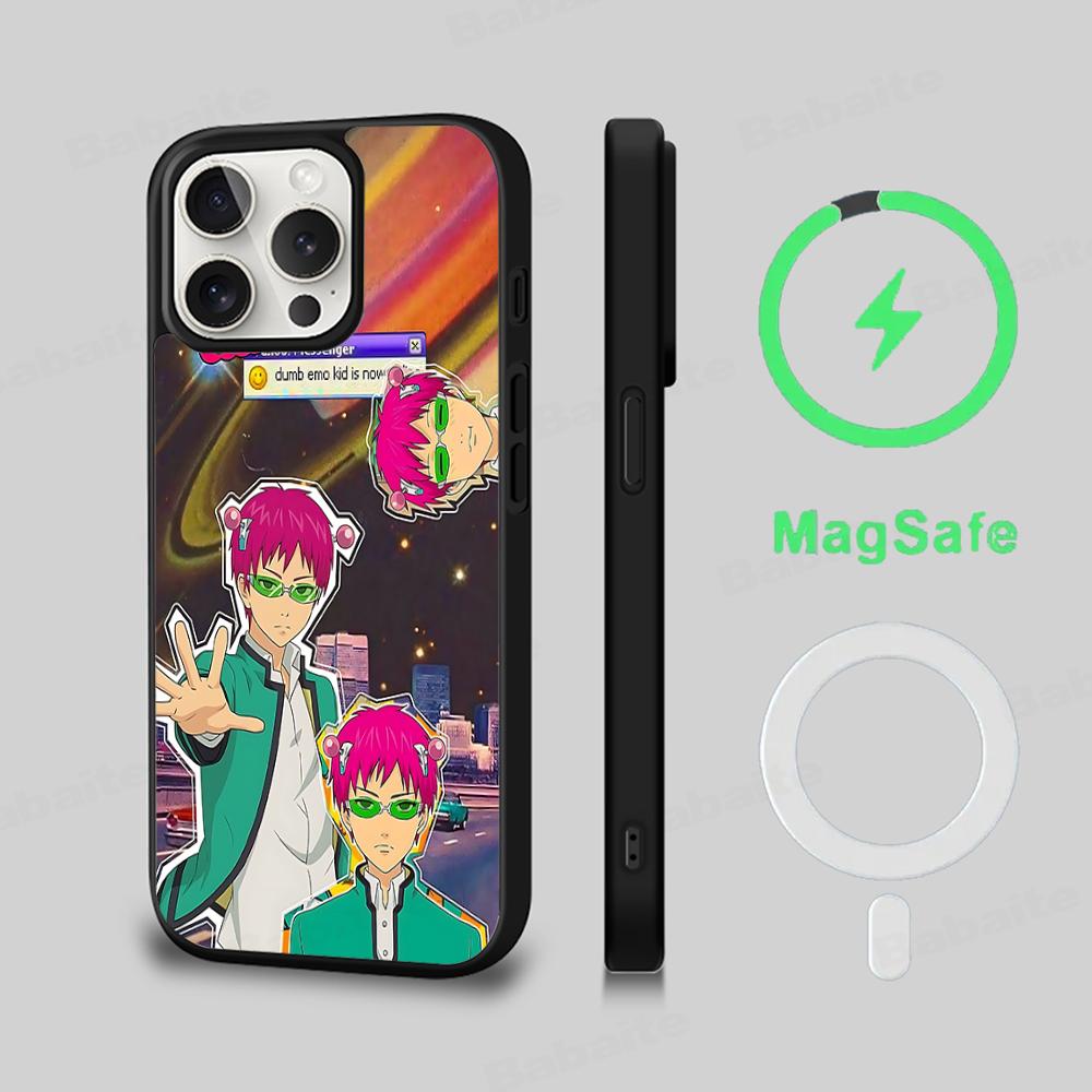 Чехол для телефона Saiki Kusuo No Psi Nan Магнитный чехол для iPhone 16 14 13 12 11 15 Pro Max Plus Для Magsafe Беспроводная зарядка Чехол