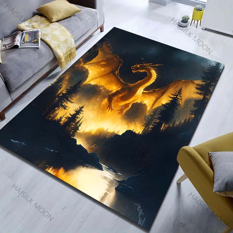 1PC Dragon in Night Sky Pattern Rug Carpets for Bedroom Living Room Sofa Mat Creative Door Mat Cloakroom Home Decor