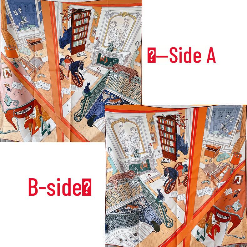 Elegant Thickened Mulberry Silk Twill Scarf/Shawl - Dual-Color Print for Women