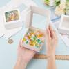 20pcs Paper Candy Boxes Bakery Box with PVC Clear Window for Party Wedding Baby Shower Square White 9.5x9.5x3.5cm
