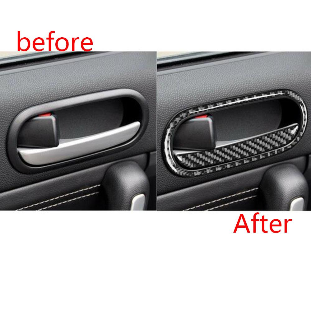 1 Set Carbon Fiber Interior Door Handle Cover Trim For Mazda