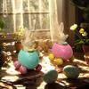 Главная Цветные смоляные украшения в виде сидячих яиц, украшение для рабочего стола, макет детской комнаты, подарок, праздничная атмосфера.