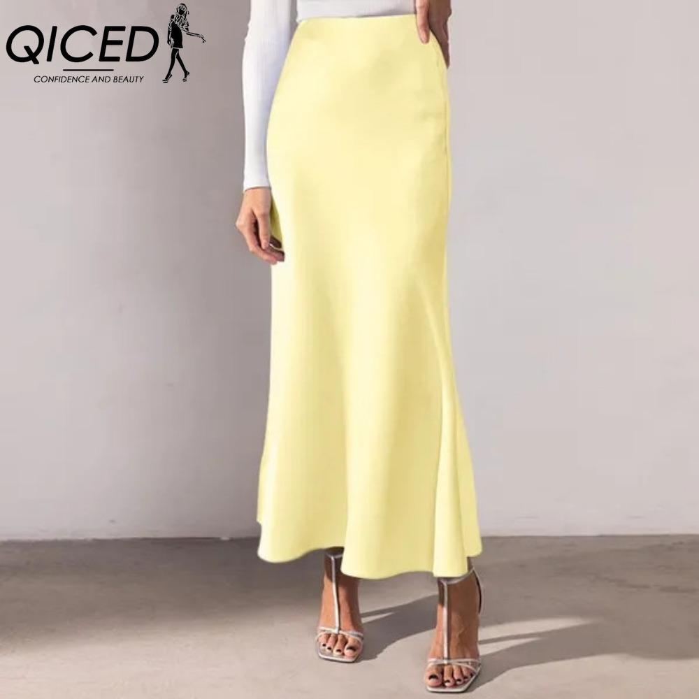 QICED Женская Мода Повседневная Однотонная С Принтом Летняя Весенняя Юбка