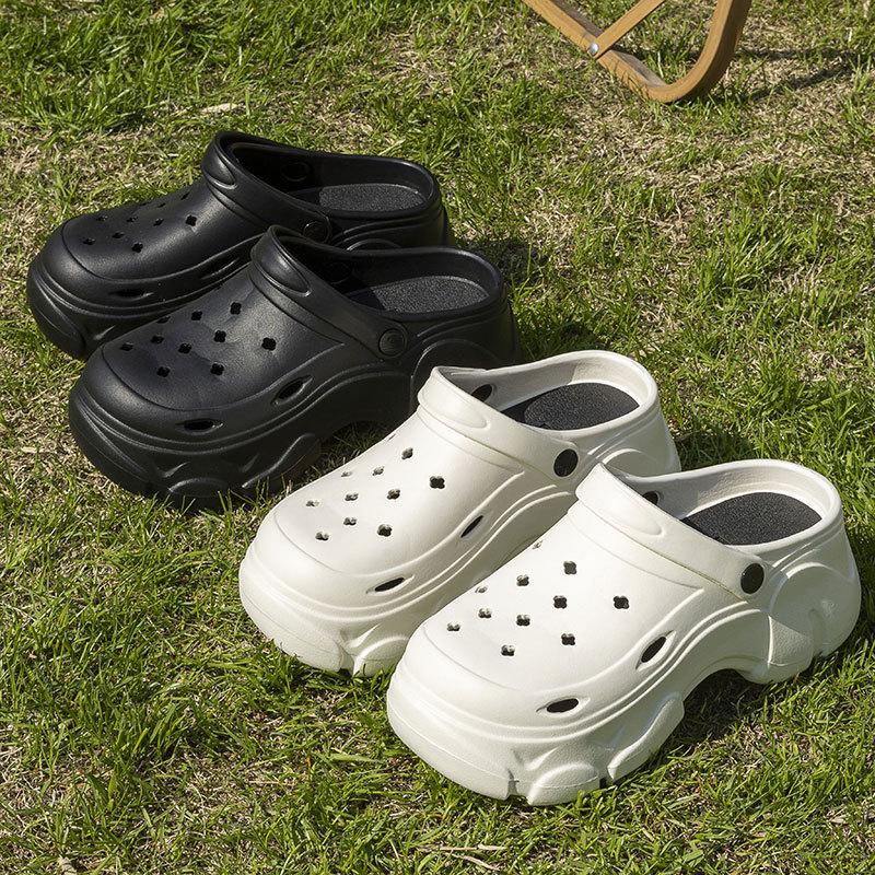 Женские летние мультяшные милые пляжные уличные нескользящие шлепанцы баотоу с толстой подошвой