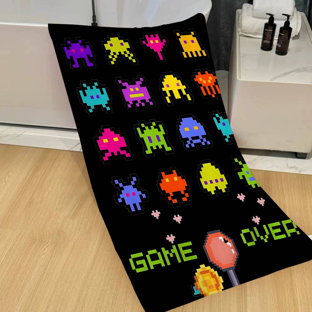 Classic Shooting Game S-Space Invaders Microfiber Beach Towel Absorbent Quick dry Soft Yoga Swimming Resort Mountain