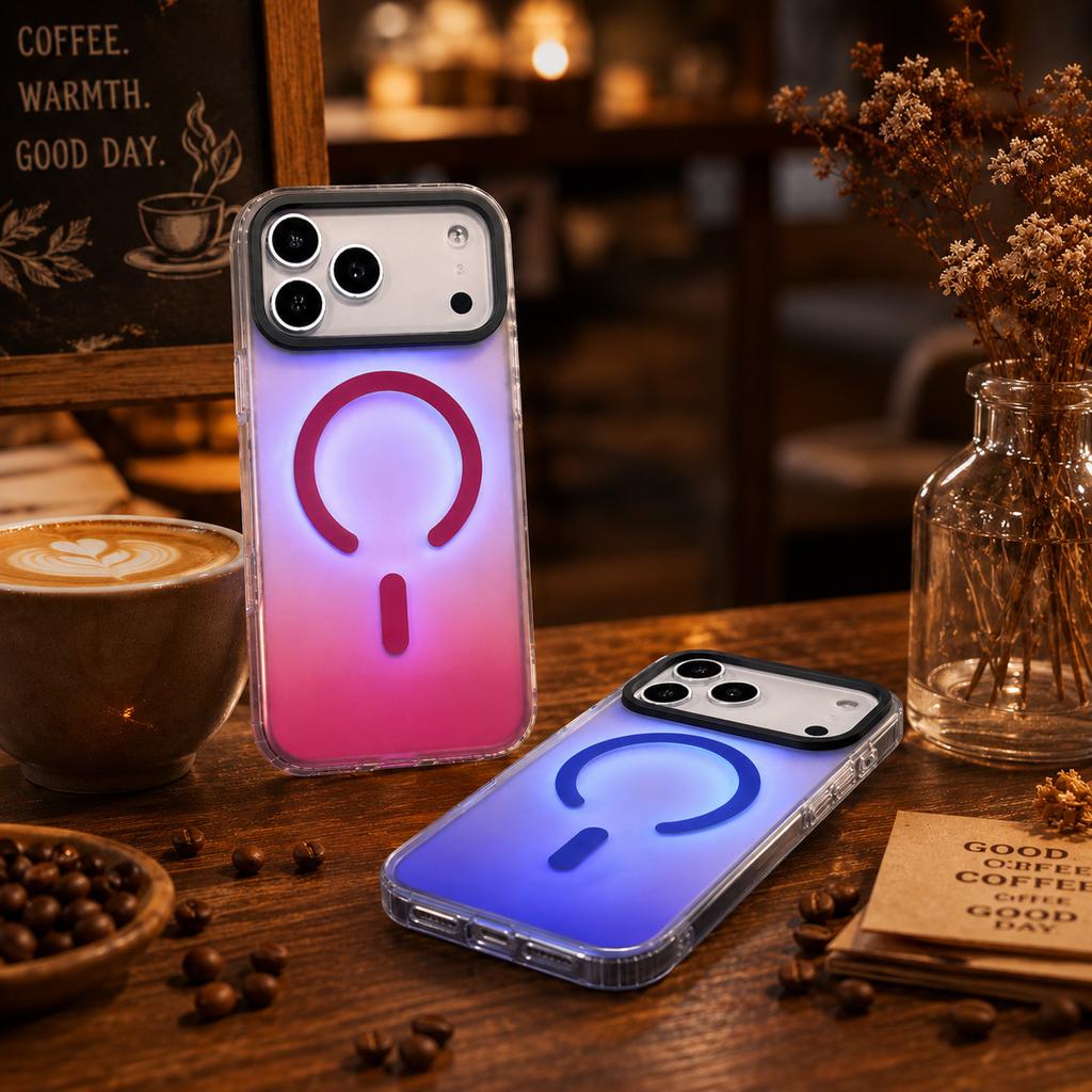 Подходит для iPhone17Promax магнитный чехол для мобильного телефона синий свет постепенное изменение Apple 18Pro лазерная защита от падения 17