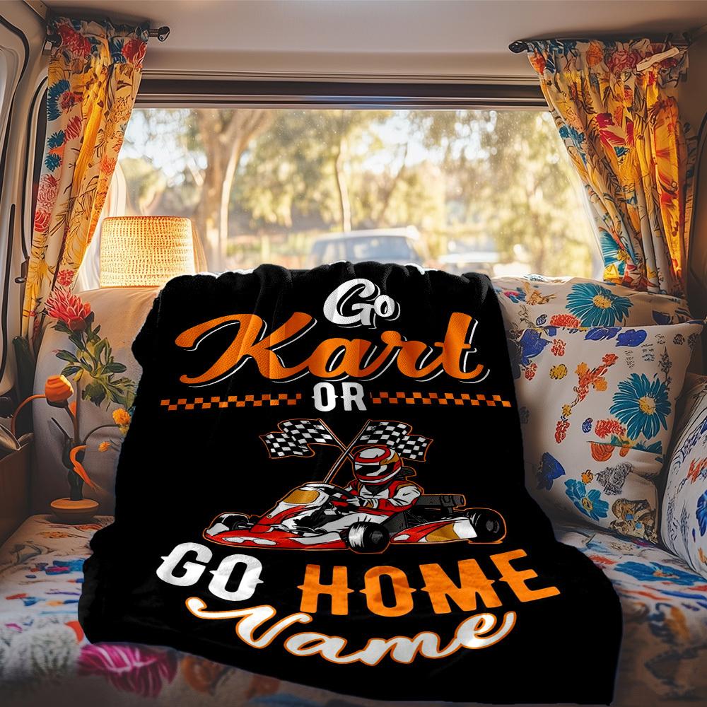 Go Kart Customize Your Name Rv Blanket Comfortable Soft Lightweight All Season Multi Purpose Blanket For Travel Camping Picnics Sofas Rvs Bedding