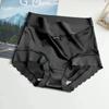 Women Ice Silk High Waist Underwear Simple Breathable No-marking Solid Color High Elasticity Lift Buttocks Panty