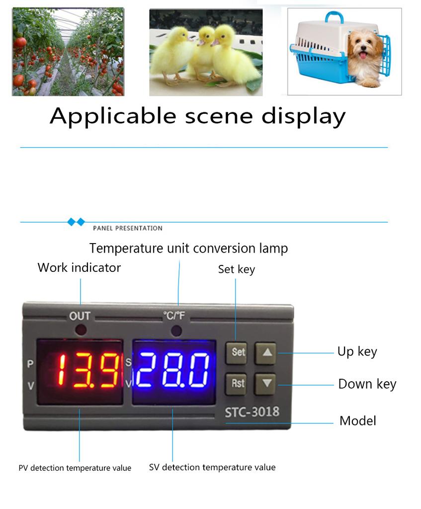 STC-3018 Двойной цифровой температурный контроллер 12 В/24 В/110 В-220 В Терморегулятор Инкубатор с нагревателем и охладителем 10 А релейный выход