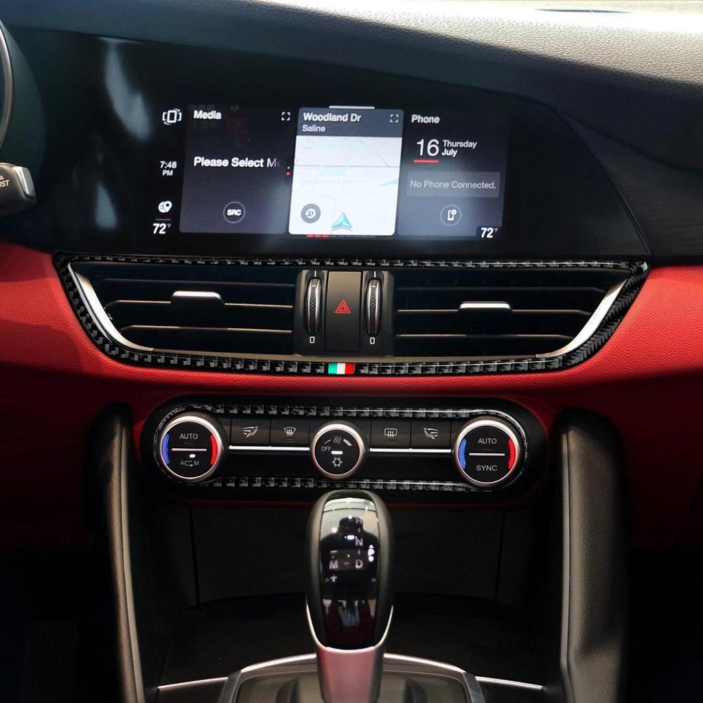 Car Air Vent Sticker Center Console AC Decals Carbon Fiber Trim For Alfa Romeo Giulia 952 2017 2018 Accessories