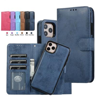 Кожаный съемный кошелек-книжка с отделением для карт для IPhone 13 14 15 16 Pro Max 12 Mini 11 XS XR X Plus 16Pro i16 Сумка-чехол для телефона