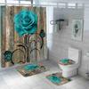Butterfly Flower Printed Bathroom Shower Curtain Set Waterproof Shower Curtain Anti-Skid Rugs Carpet Toilet Lid Cover Bath Mat