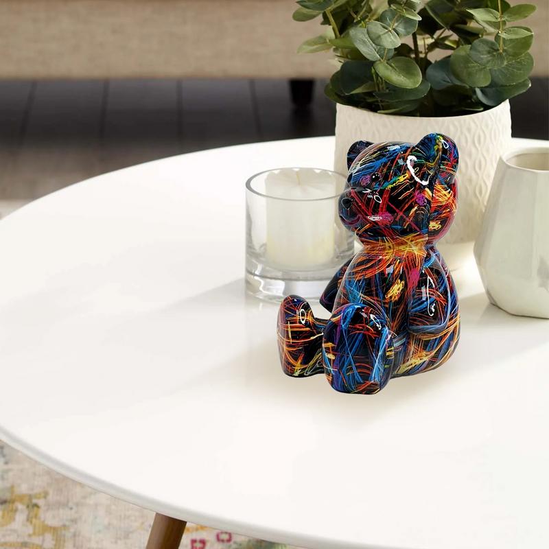 Desk Statue Resin Sitting Bear Sculpture Trendy Miniature Doll Home Decoration For Garden Holiday Furnishing Dorm Cabinet