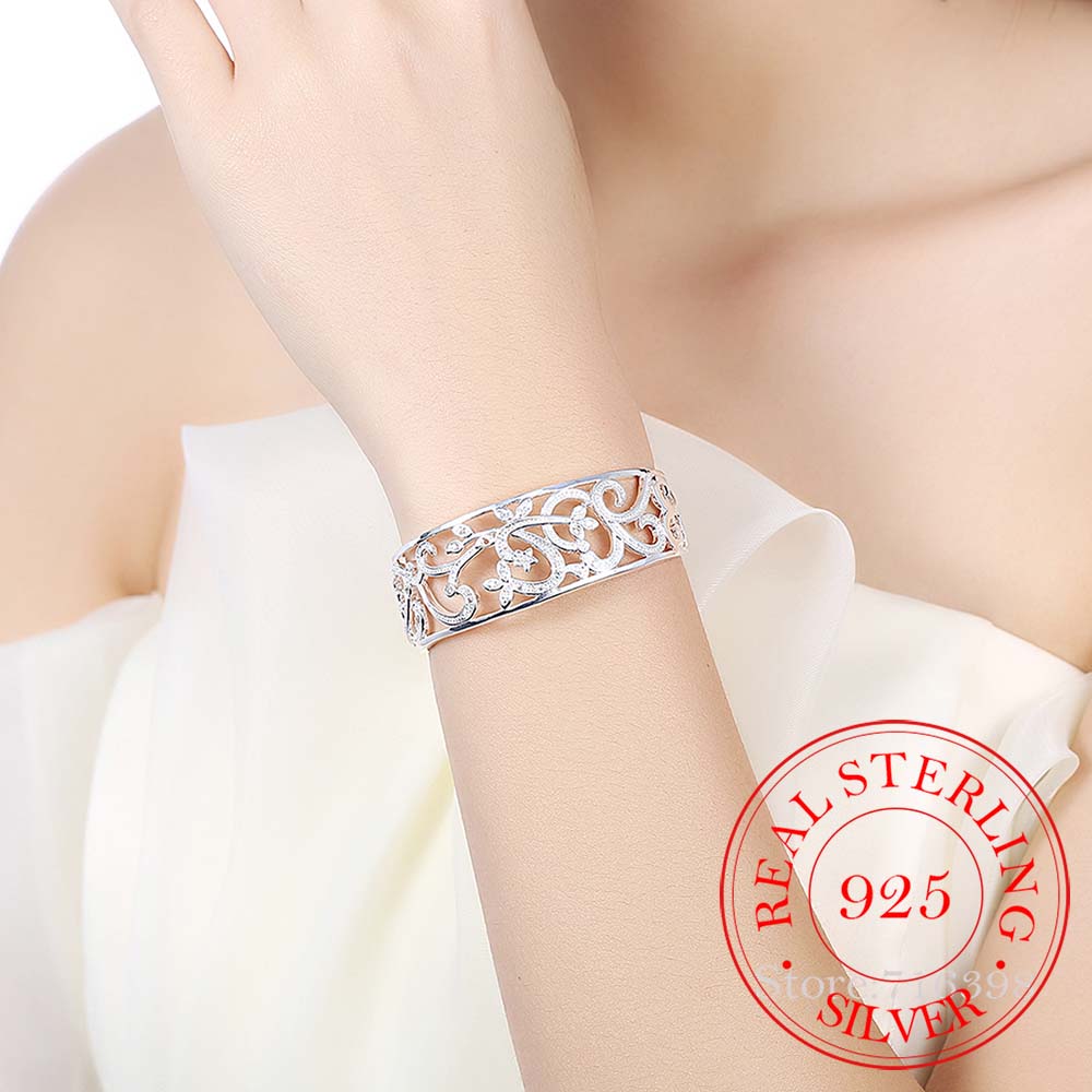 Серебряные браслеты и браслеты с полыми ветвями для женщин, высокое качество, элегантный женский подарок, серебро 925 пробы, ювелирные изделия