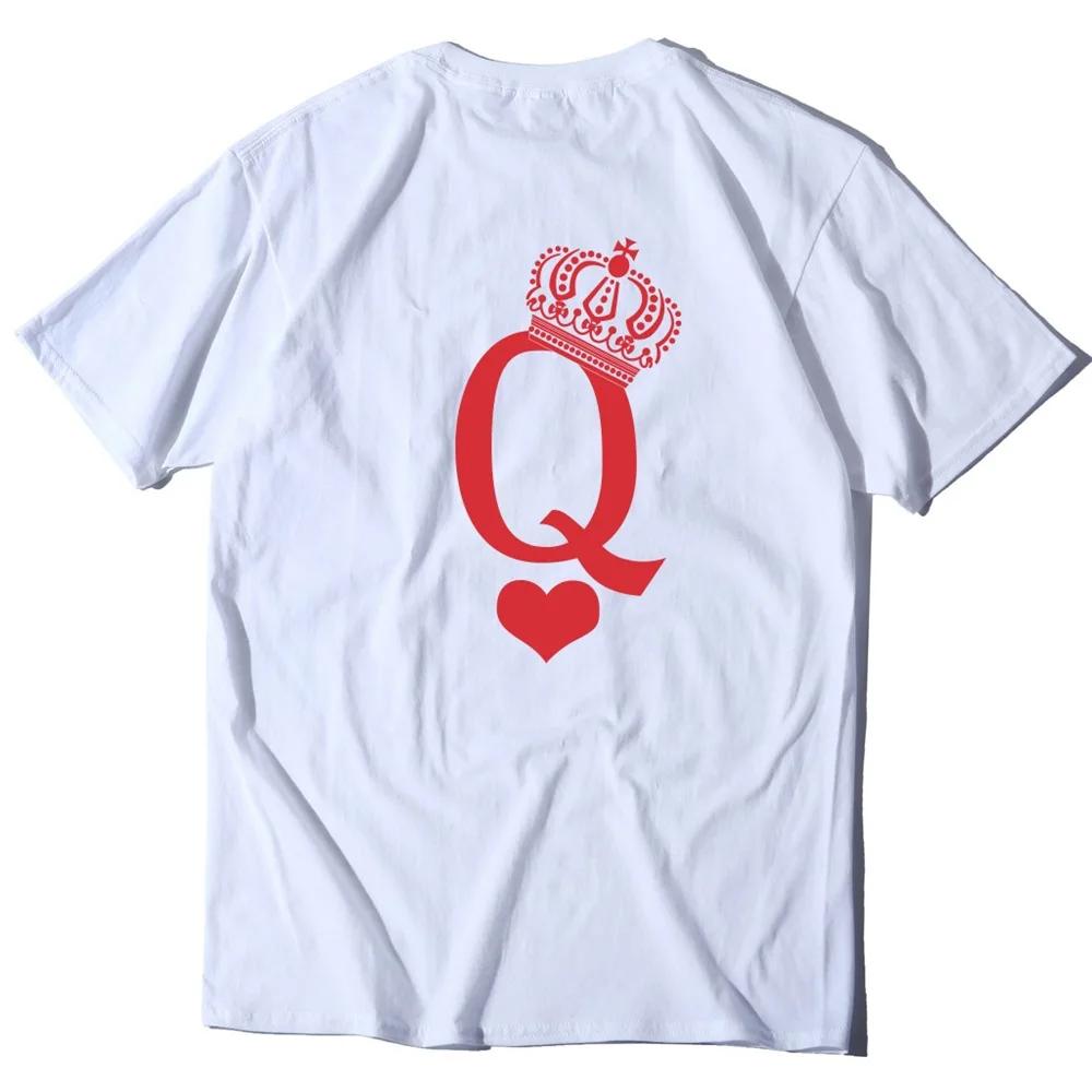 Heart Crown K Q Print Couple T Shirt Lovers Short Sleeve O Neck Loose Tshirt Fashion Woman Man Tee Shirt Tops Clothes