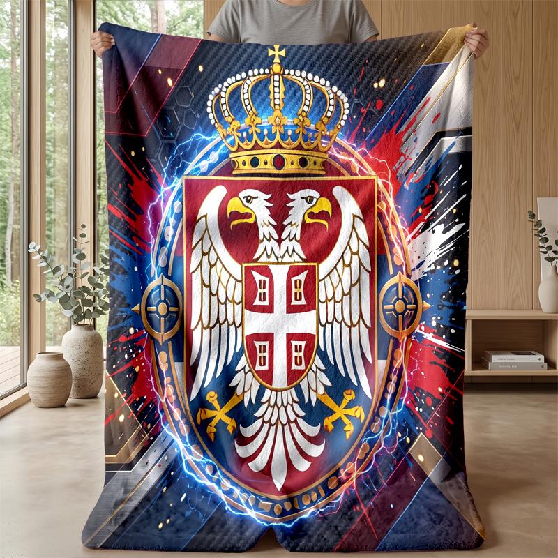Serbia Printed Flannel Blanket Skin Friendly Warm Decorative Throw for Indoor Couch Bed Daily Use