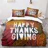 Thanksgiving Day King Duvet Cover Cartoon Pumpkin Turkey Bedding Set Microfiber Maple Leaves Comforter Cover For Boys Girls Teen