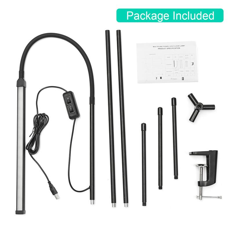 Регулируемый светодиодный торшер, вращающийся свет, диммируемый 1000 лм, белый+теплый белый, напольный для чтения, USB+клипса+вилка, линия 1,8 м, для дома, офиса, стола