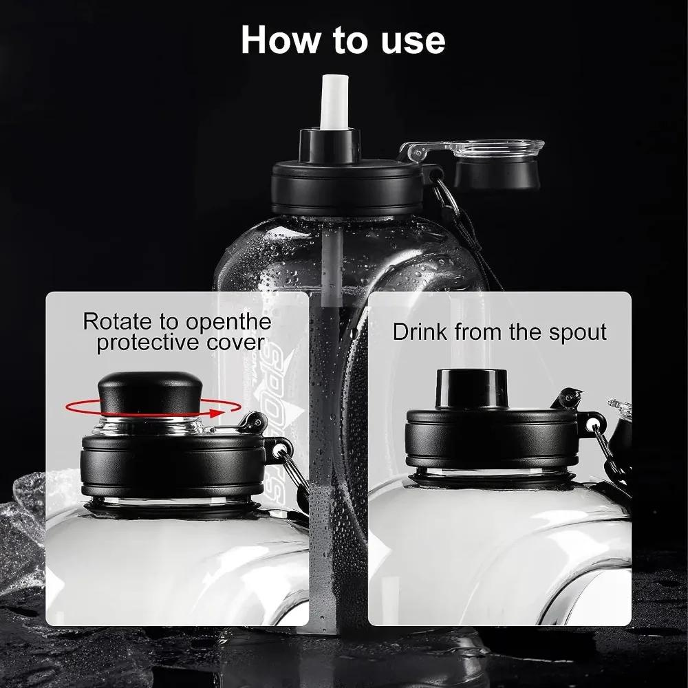 1 шт. Бутылка для воды объемом полгаллона 1,8 л, 2,8 л, большая бутылка для воды с трубочкой и переносной ручкой, бутылка для воды для занятий спортом в спортзале