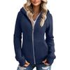 Women's Solid Color Zipper Hoodie And Fleece Hoodie Coat
