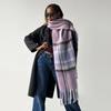 European and American Winter New AC Plaid Scarf Women's Winter Thickened Warm Scarf Colored Plaid Fringed Shawl