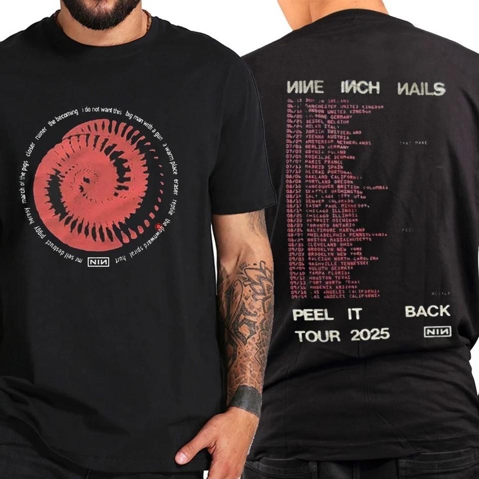 Футболка с туром Nine Inch Nails 2025 Красная спираль NIN Футболка NIN Peel It Back Tour Унисекс футболка