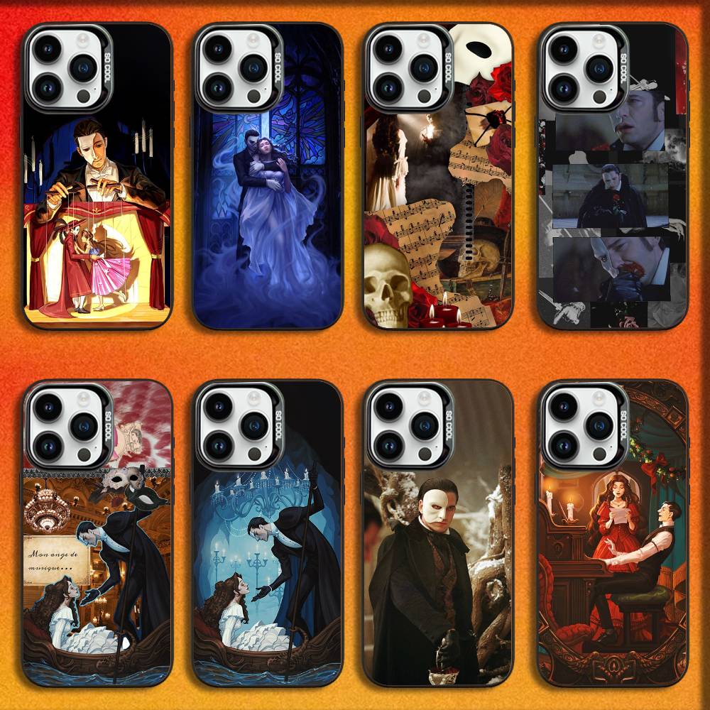 Чехол для телефона P-Phantoms Of the Opera для iPhone 16,15,14,13,12,11,Mini,Pro,E,MAX Черный Конфетный Матовый Ударопрочный Чехол