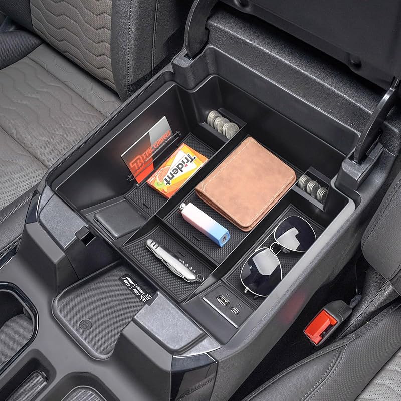 TACORBO Center Console Full Organizer Tray Compatible With Refreshed 2024 2025 Silverado/Sierra 1500,2024 2025 Chevy Silverado/GMC Sierra 2500HD