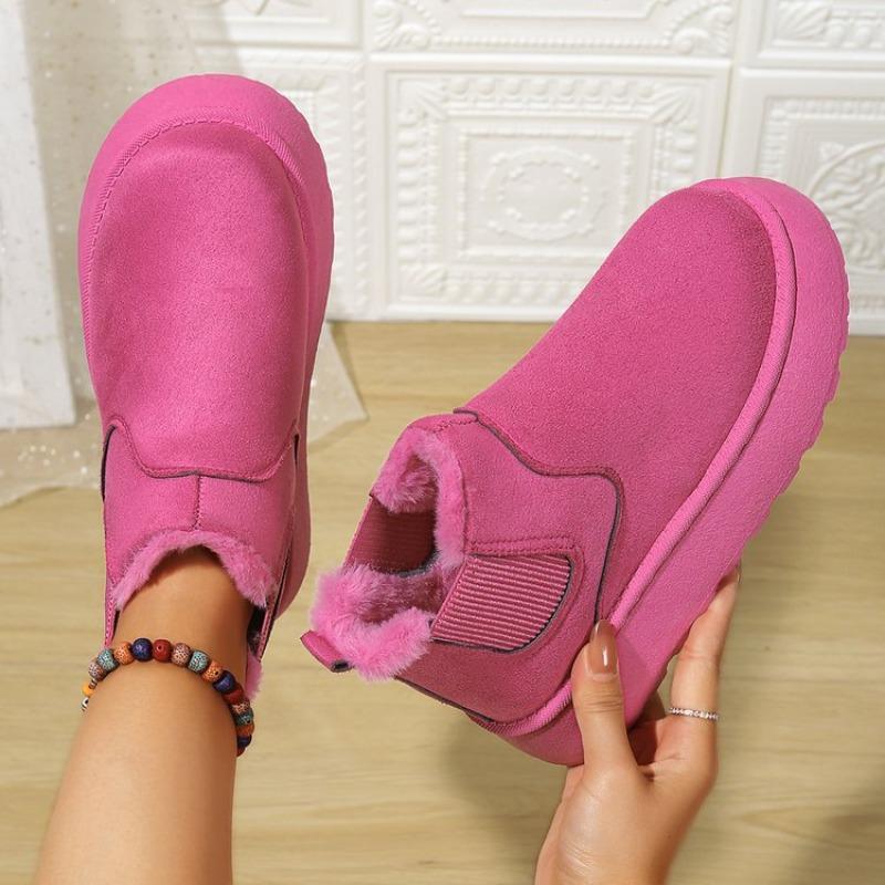 New Solid Color Medium Heel-cm Short Sleeve Snow Boots Cow Suede Matte Leather