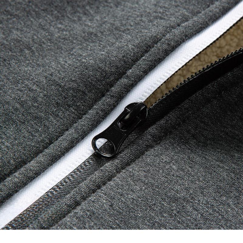 Lamb Wool Autumn Winter Men's Hoodie New Trendy Stylish Solid Color Jacket Fleece Lined Thickened Clothing